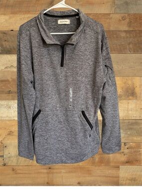 NWT Departwest Men's Large Quarter Zip Pullover Gray Marled Buckle